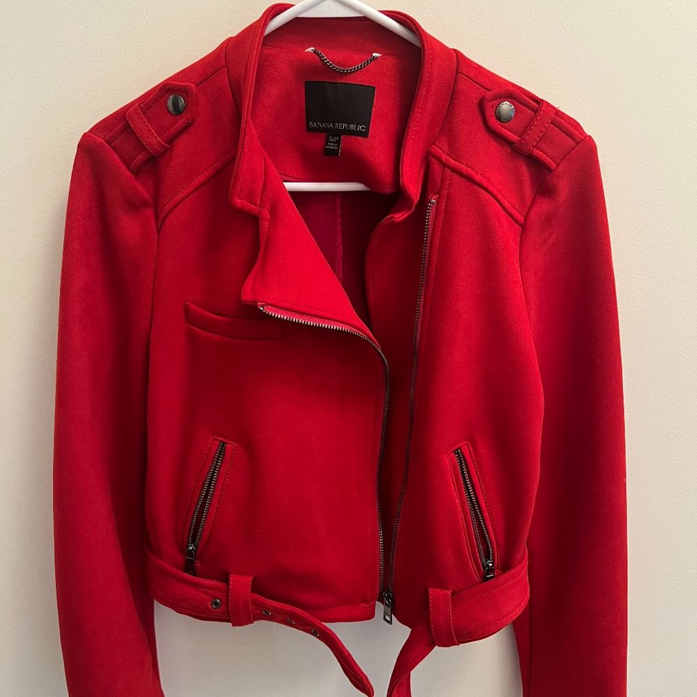 Banana Republic vegan suede red moto jacket
